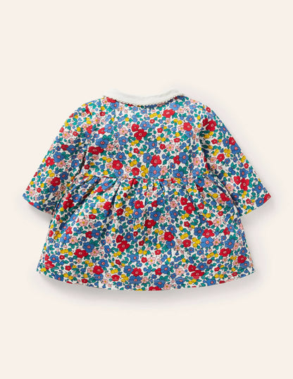 Jersey Collared Dress-Multi Sky Apple Blossom