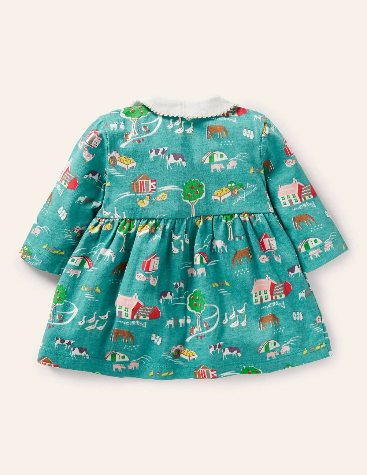 Jersey Collared Dress-Brook Blue Farmyard