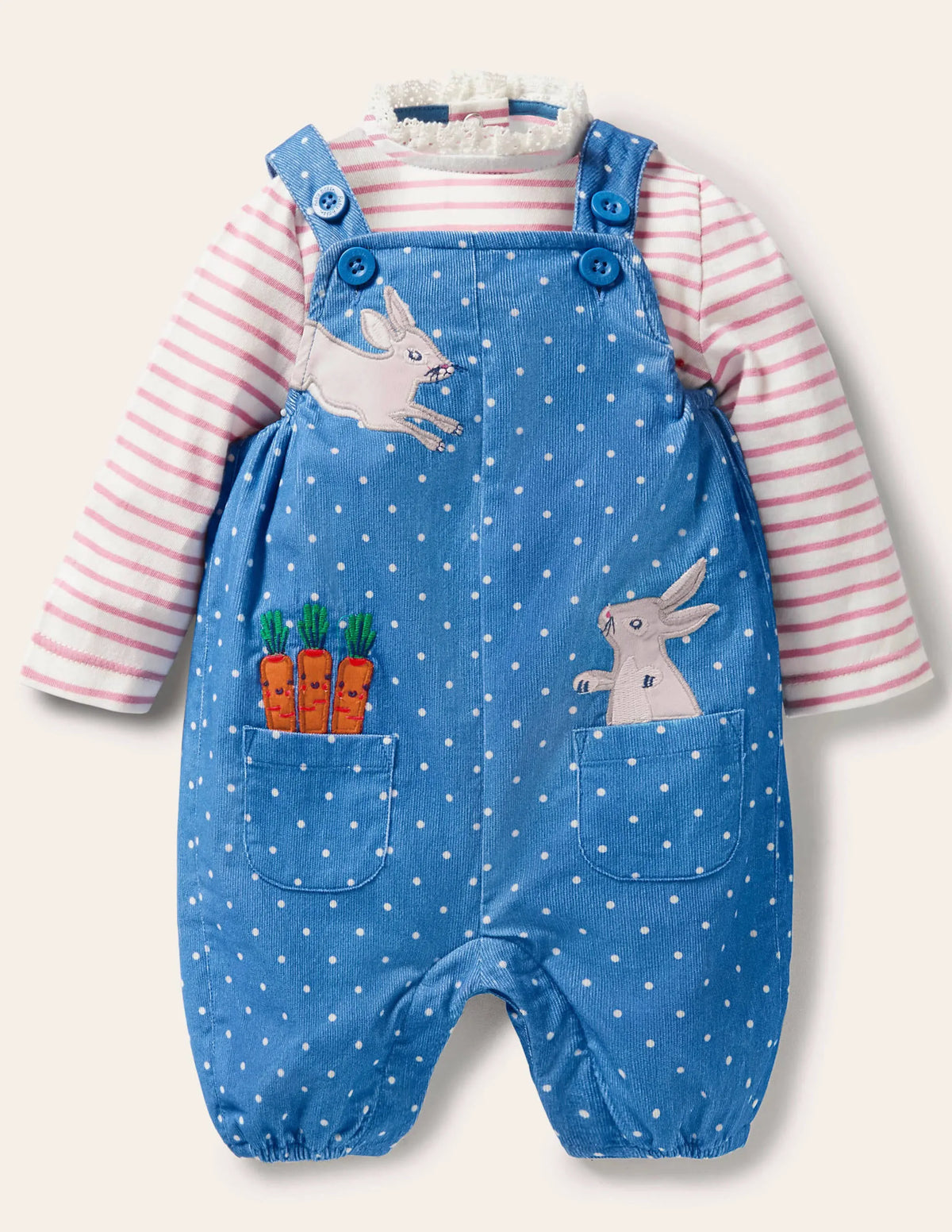 Cord Overalls Set-Elizabethan Blue Bunnies