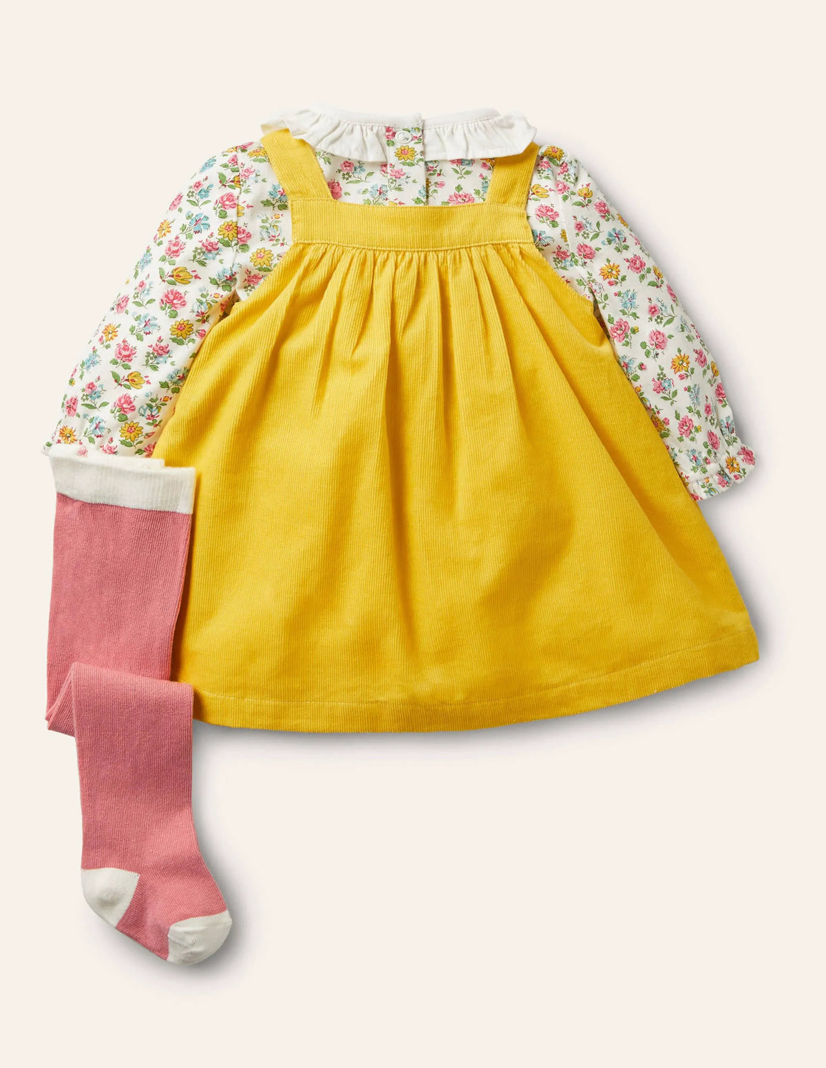 Cord 3 Piece Pinnie Set-Sweetcorn Yellow Tractors