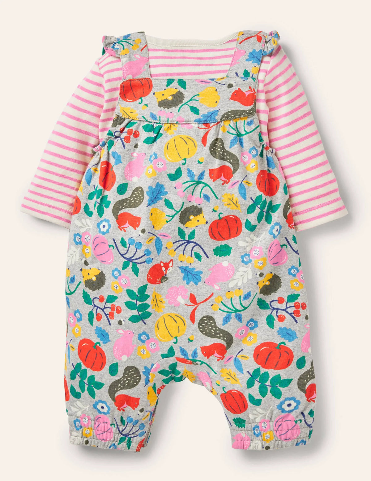 Jersey Overalls Set-Grey Marl Forest Friends