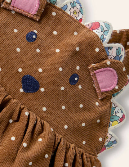 Novelty Cord Pinnie-Butterscotch Brown Hedgehog
