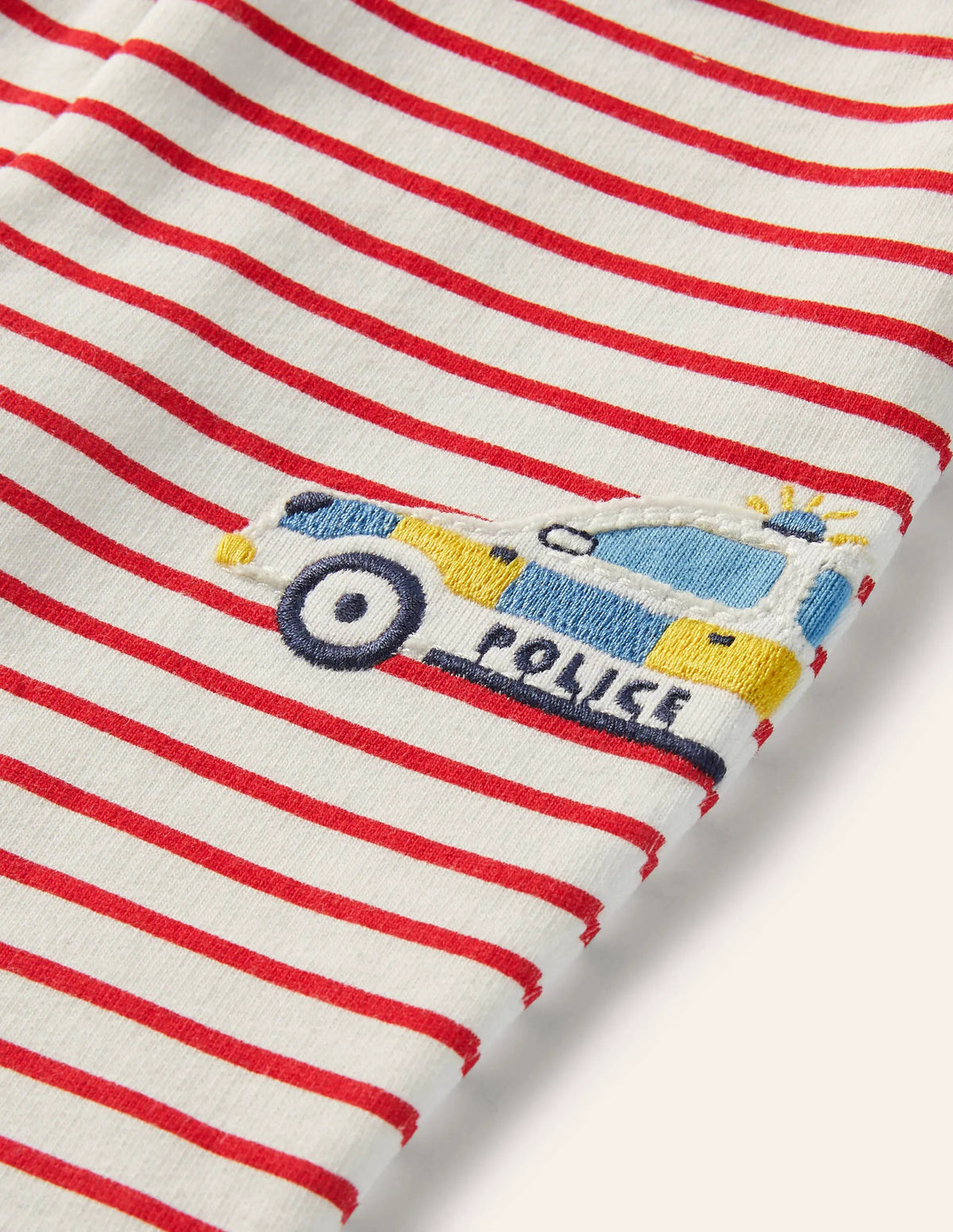 Novelty Appliqué Bottoms-Ivory/Rockabilly Red Vehicles