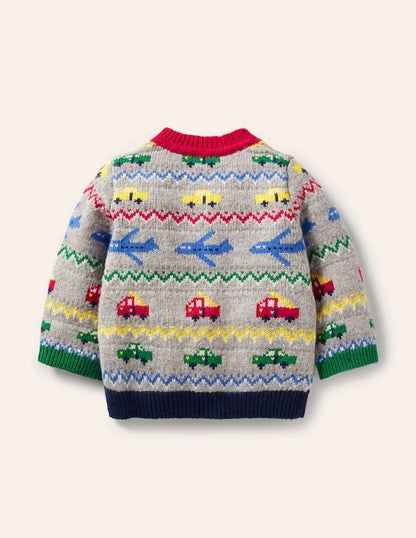 Fair Isle Cardigan-Grey Marl Vehicles