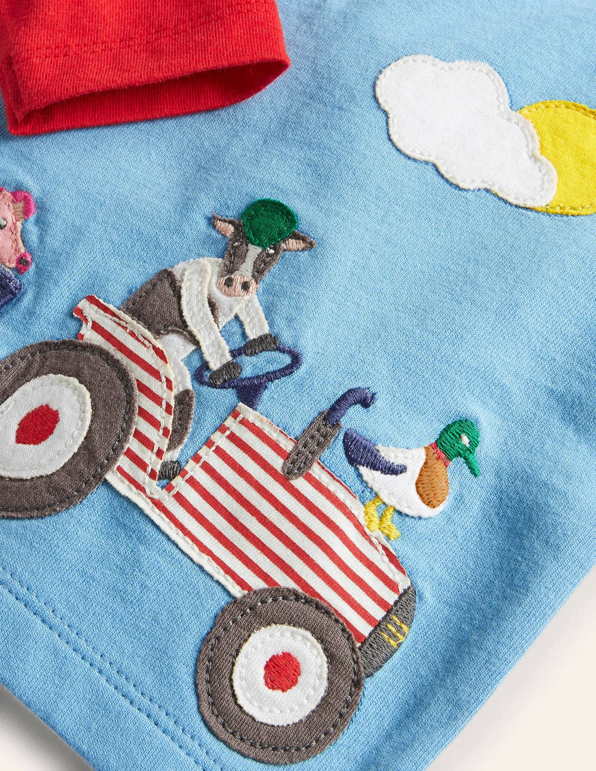 Lift-the-flap Raglan T-shirt-Surfboard Blue Tractor