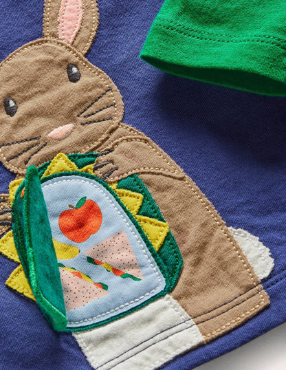 Lift-the-flap Raglan T-shirt-Starboard Blue Bunny