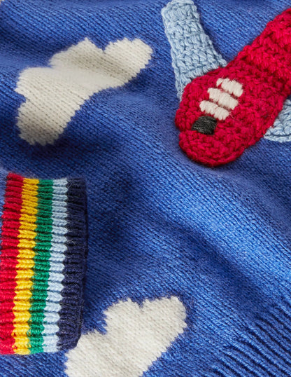 Fun Knitted Sweater-Elizabethan Blue Plane