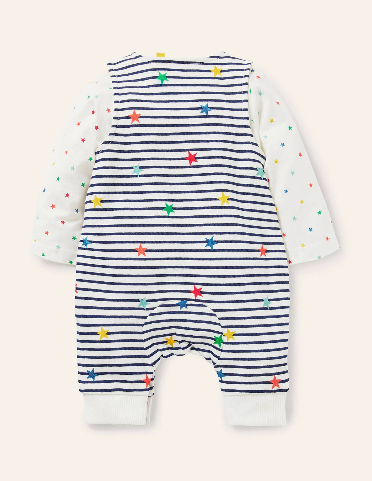 Organic Overalls Set-Multi Star Stripe