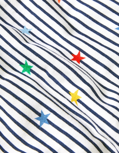 Organic Overalls Set-Multi Star Stripe