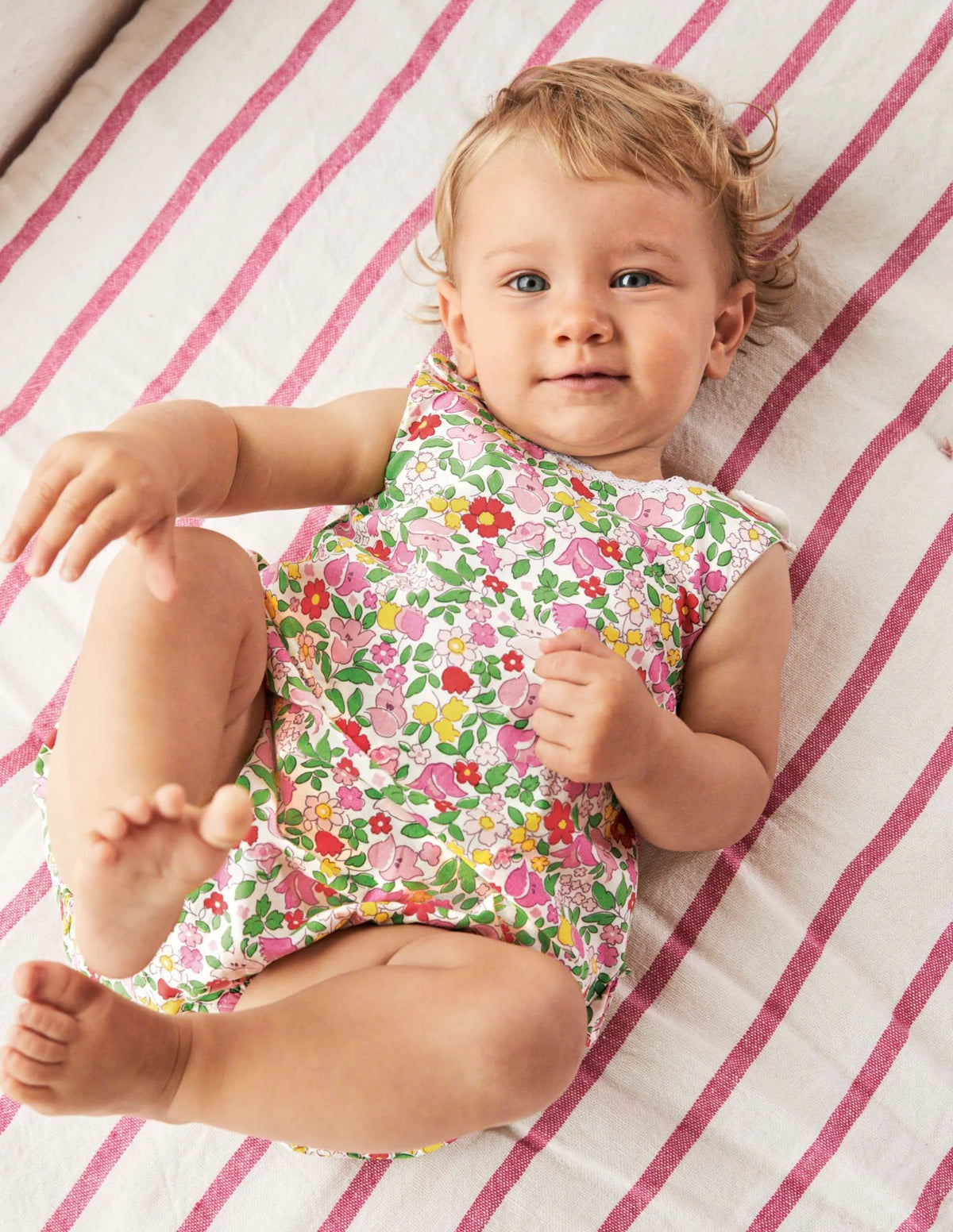 Frill Woven Romper-Pink Lemonade Vintage Floral