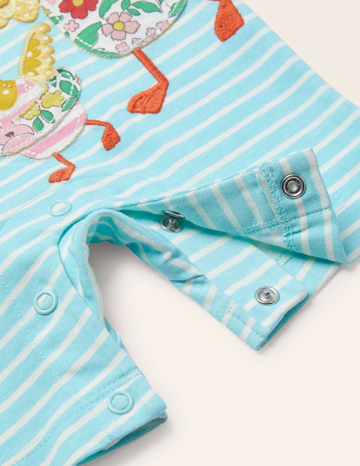 Jersey Appliqué Romper-Ivory/Georgian Blue Ducks