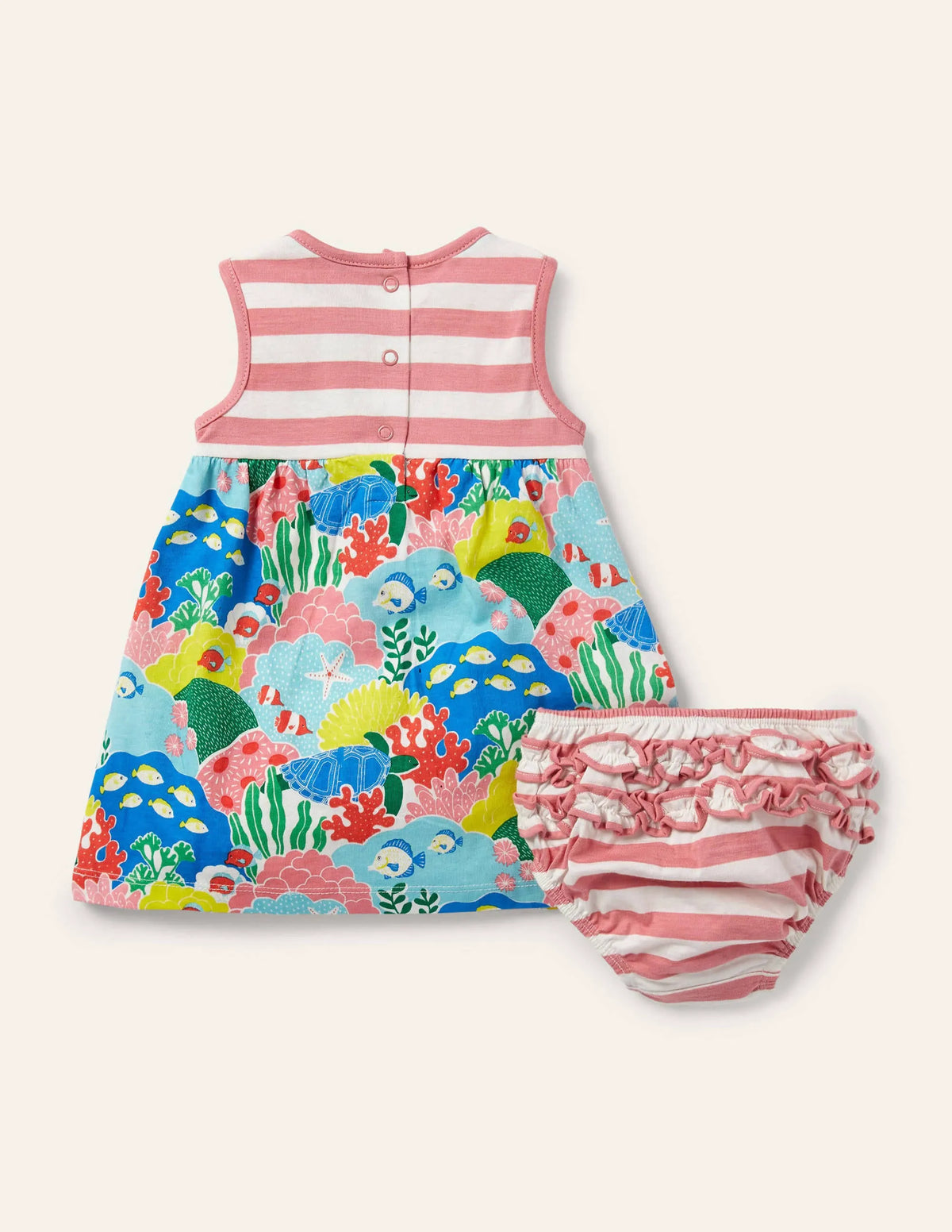 Printed Jersey Dress-Multi Coral Reef