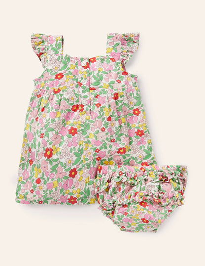 Floral Smocked Dress-Pink Lemonade Ditsy Floral
