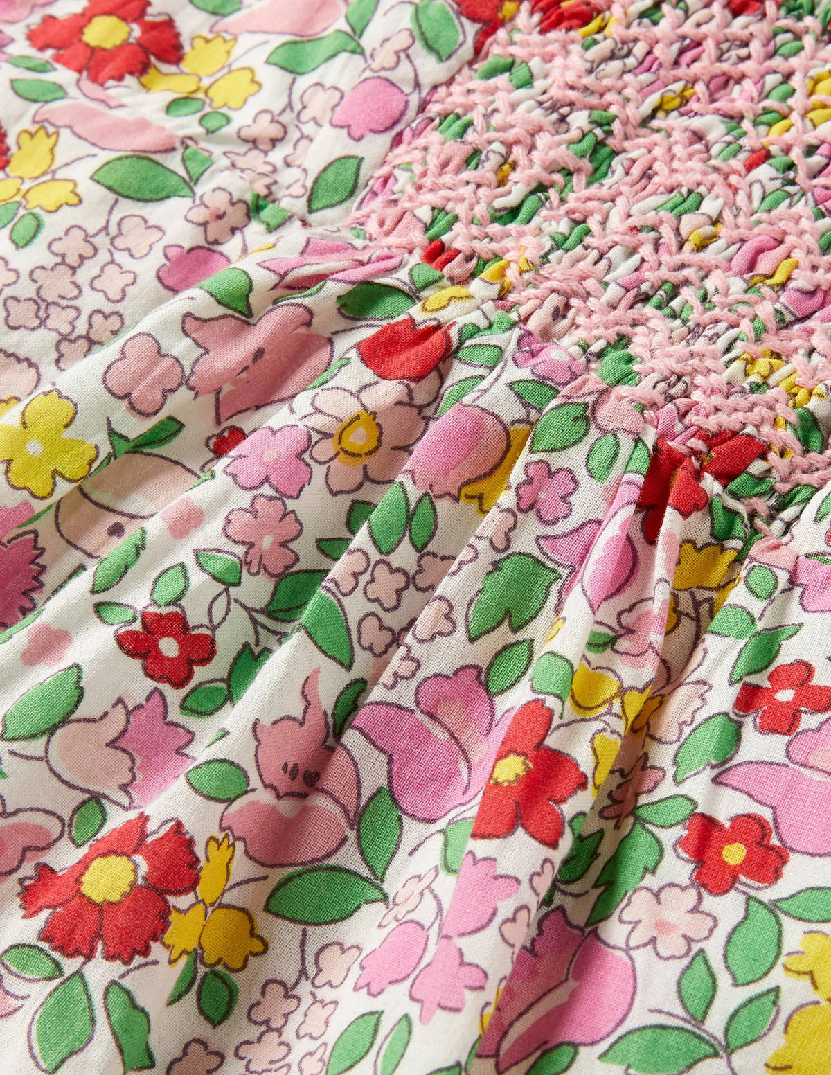 Floral Smocked Dress-Pink Lemonade Ditsy Floral