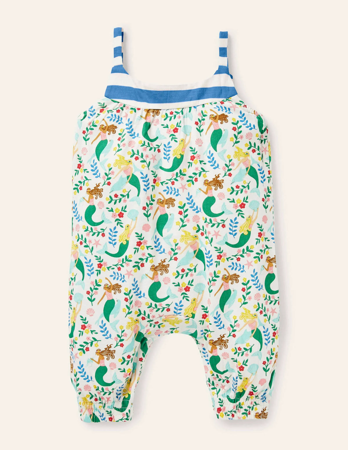 Jersey Hotchpotch Romper-Ivory Mermaid Garden