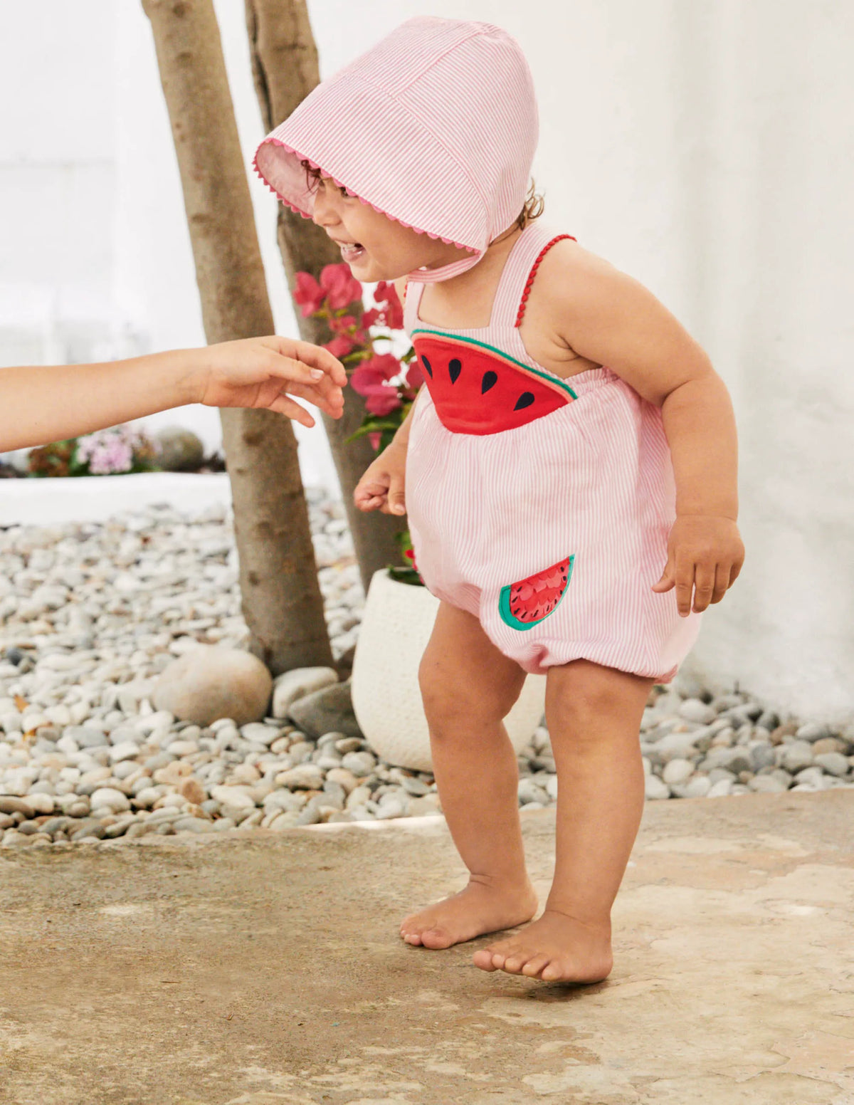 Fun Ticking Romper-Pink Lemonade Watermelons