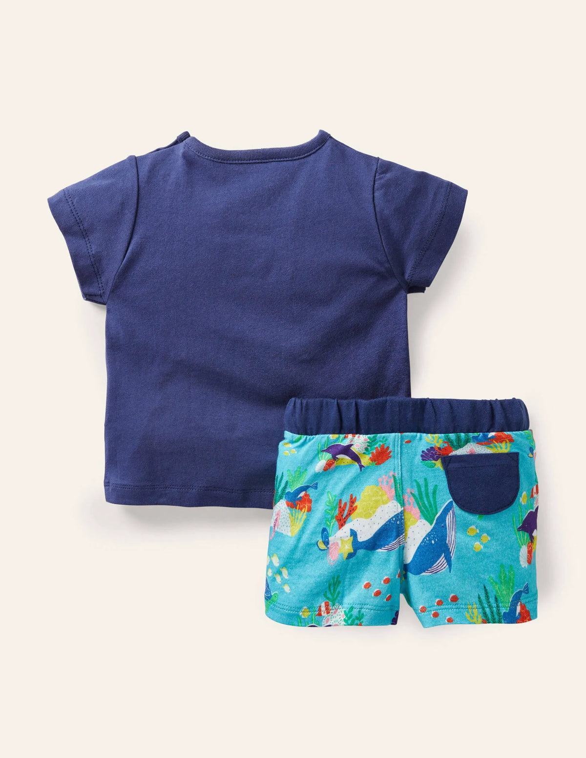 Vacation Appliqué Short Set-Aqua Blue Under the Sea