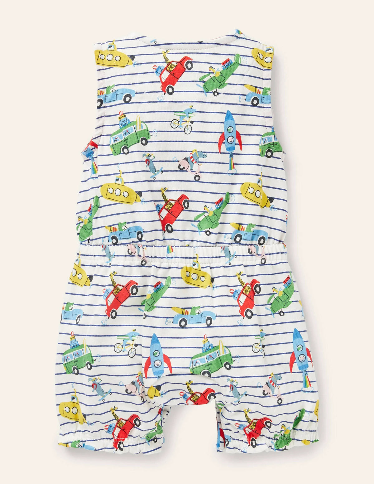 Animal Adventures Romper-Ivory/Blue Animal Adventures