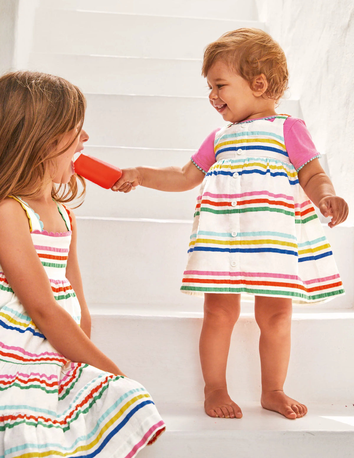 Woven Stripy Pinnie Set-Multi Rainbow