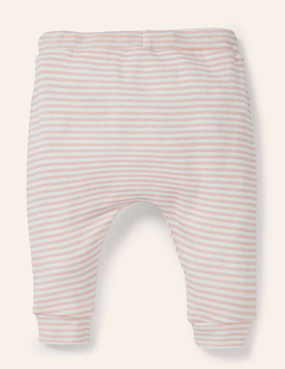 Organic Newborn Leggings-Ivory/Boto Pink