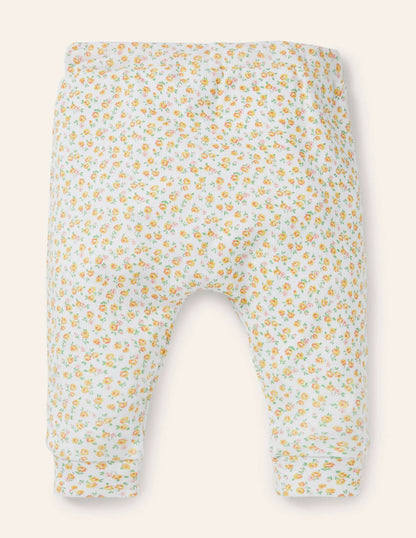 Organic Newborn Leggings-Sweetcorn Yellow Floral