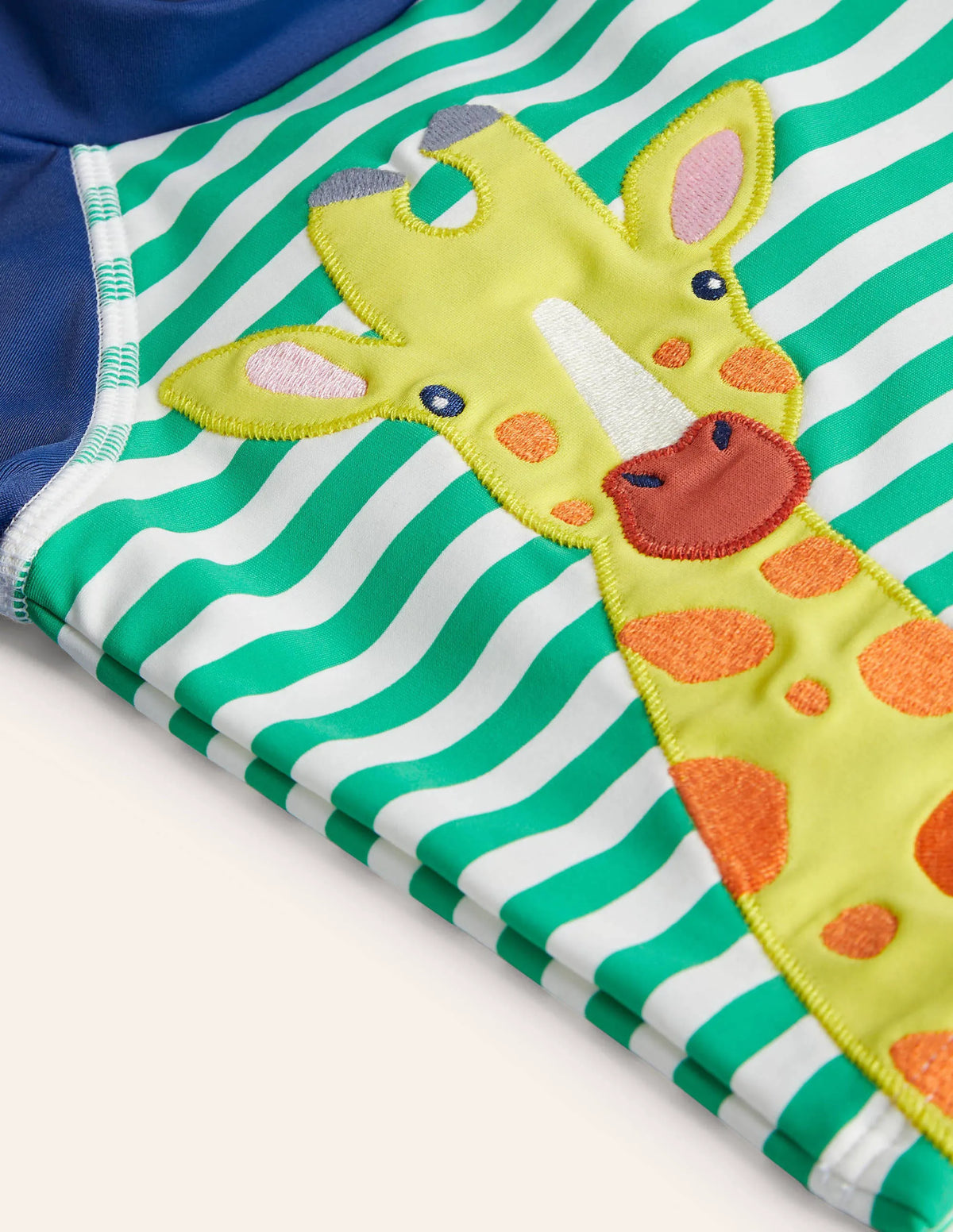 Appliqué Rash Guard-Sapling Green/Ivory Giraffe