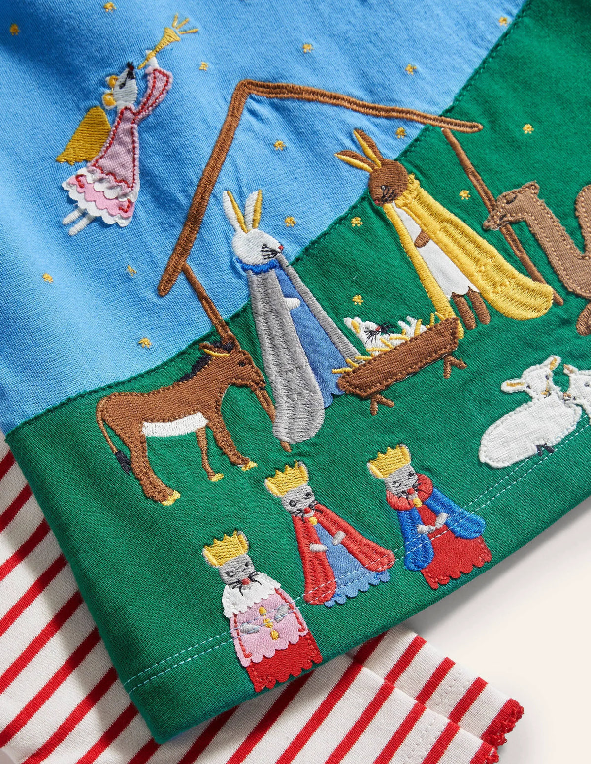 Big Appliqué Dress Set-Bright Bluebell Nativity Scene