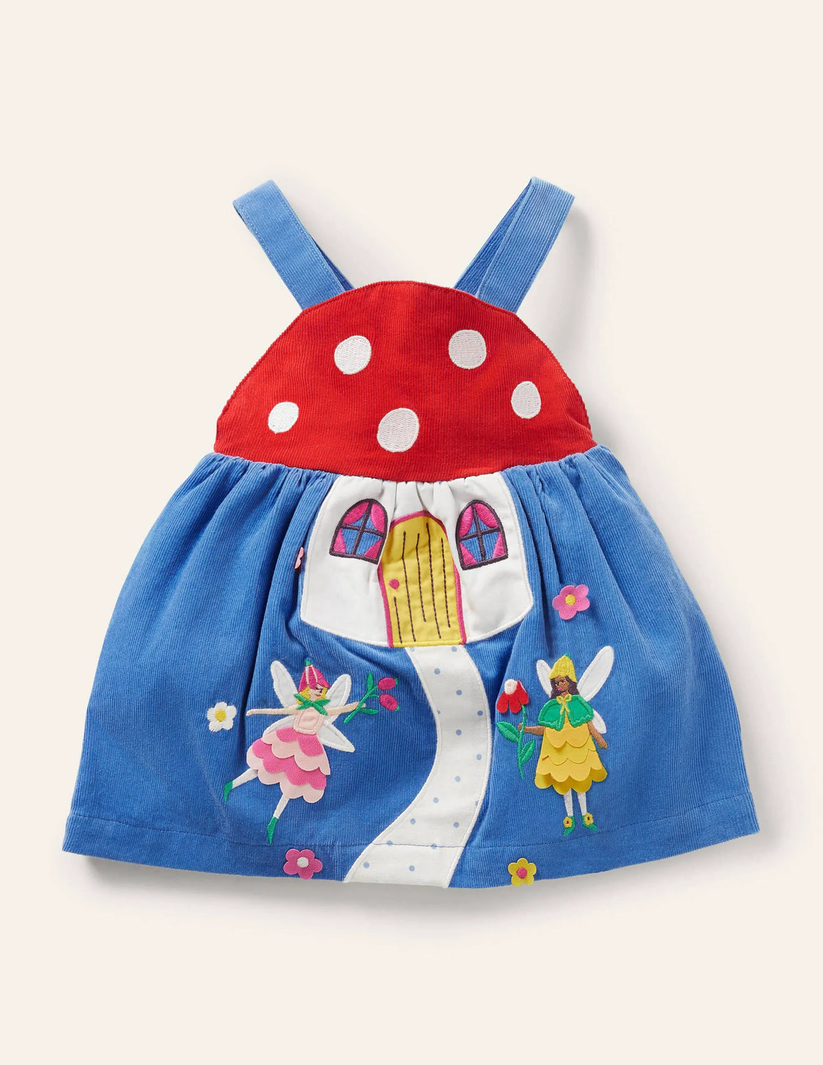 Novelty Cord Pinnie-Bright Bluebell Toadstool