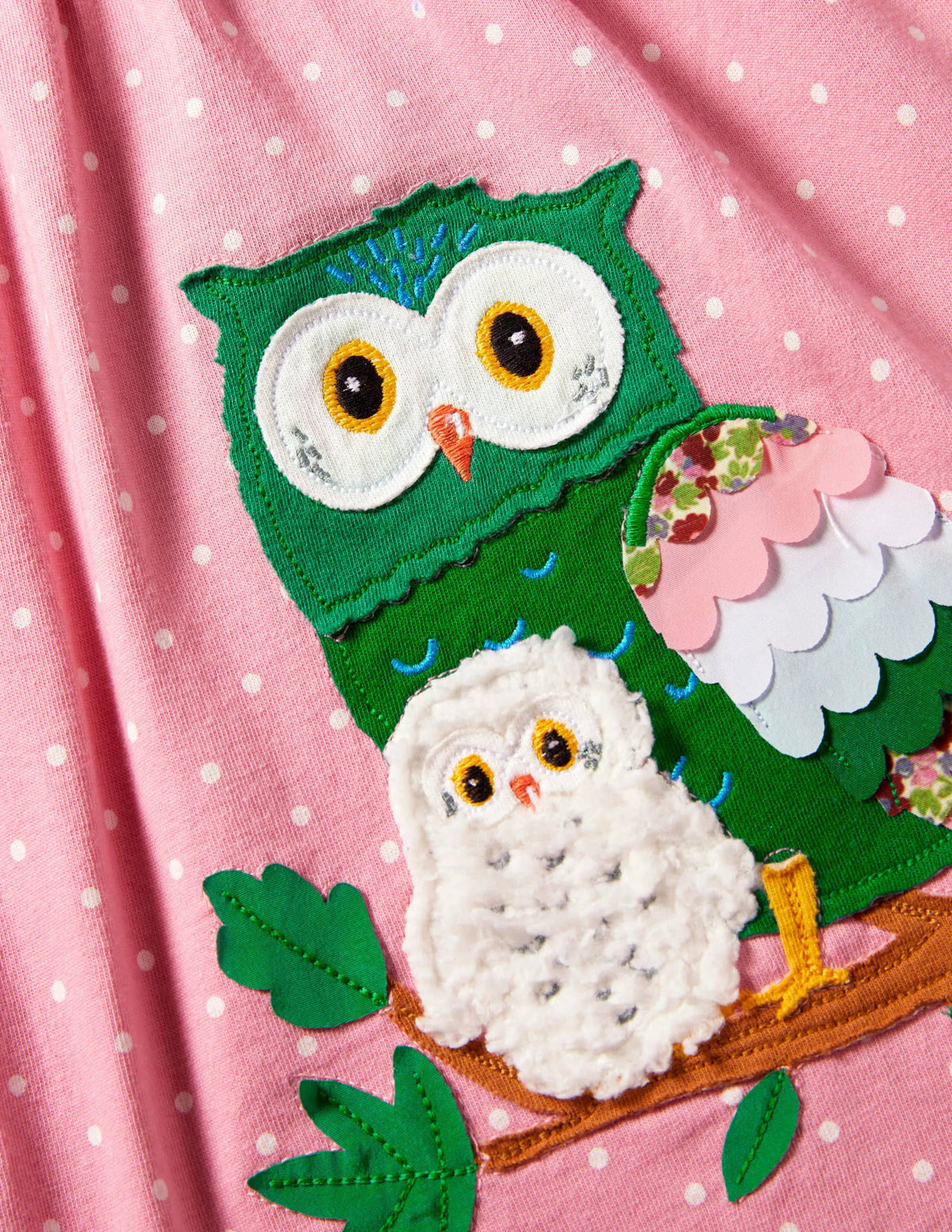 Spotty Appliqué Jersey Dress-Formica Pink Owls