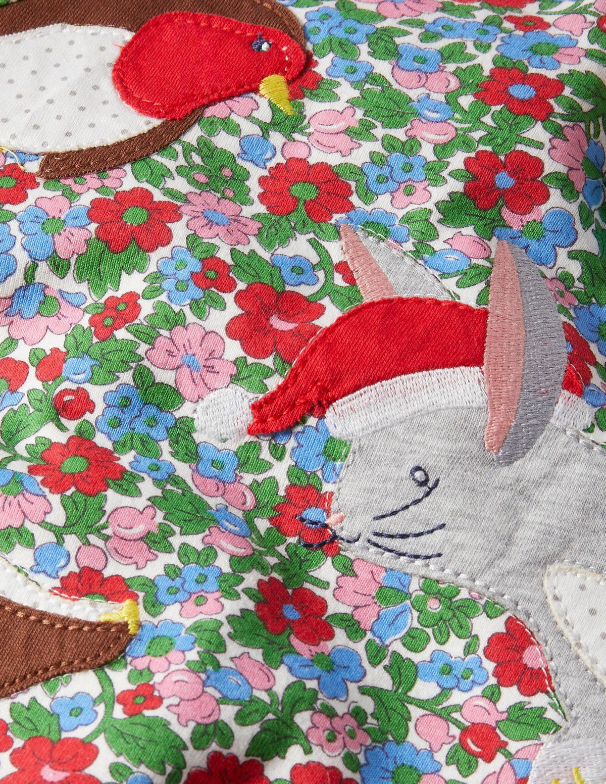 Novelty Christmas Romper-Ivory Vintage Bloom Animals