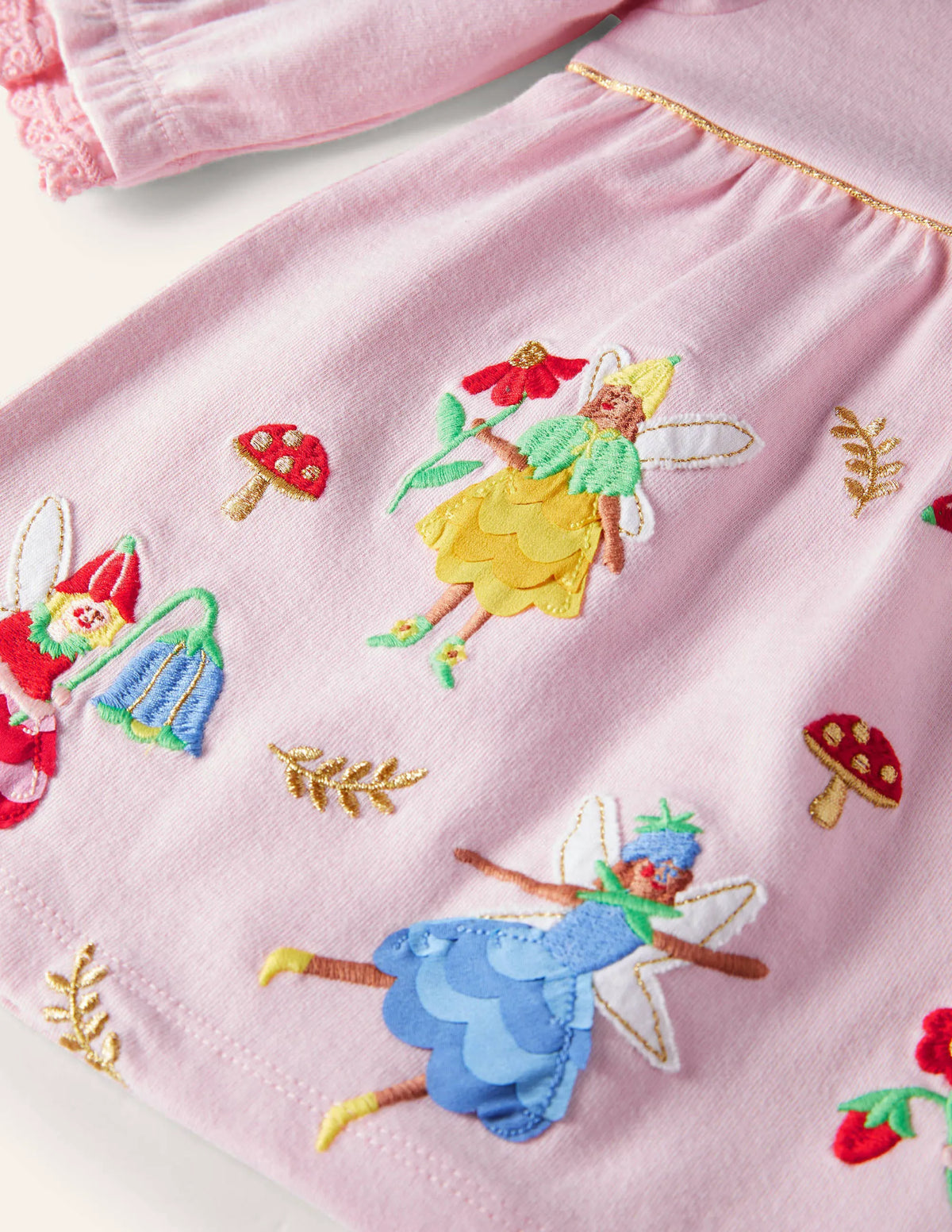 Jersey Appliqué Dress-Boto Pink Fairies