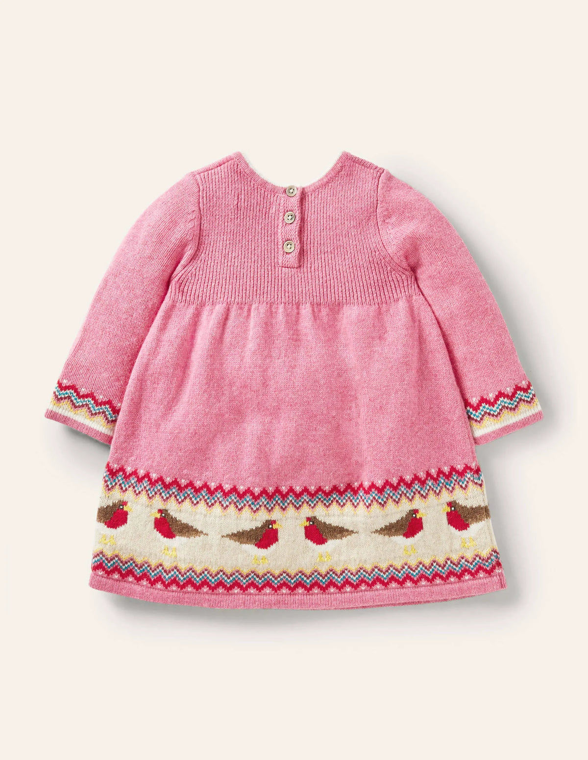 Fair Isle Knitted Dress-Formica Pink Robins