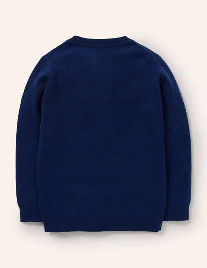 Cashmere Crew Sweater-College Navy Fox