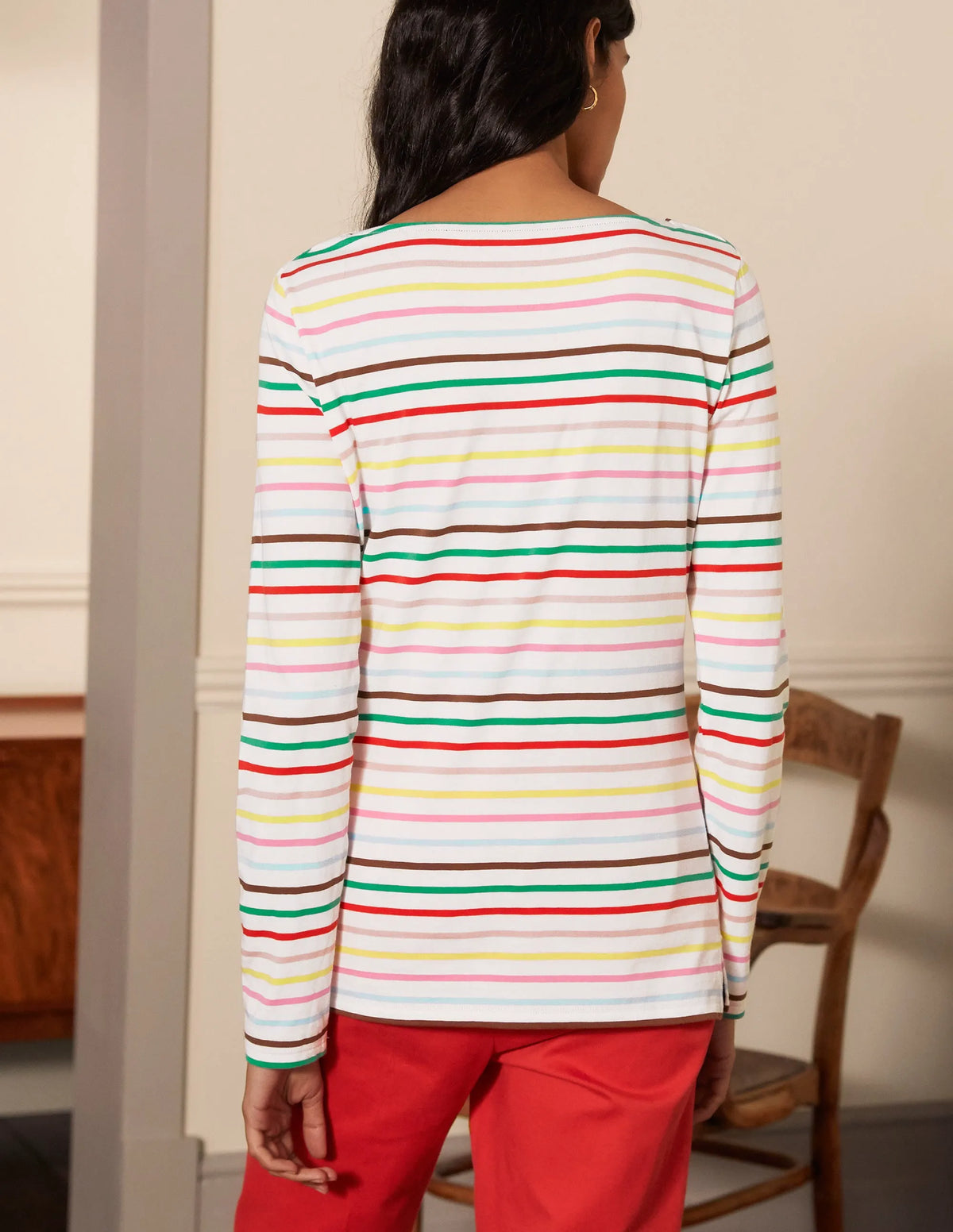 Long Sleeve Breton Top-Cherry Blossom, Lemon Rainbow