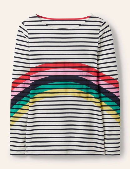 Long Sleeve Breton Top-Rainbow Placement Breton