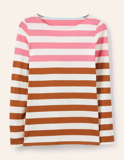 Long Sleeve Breton Top-Pink/ Red Oak Stripe