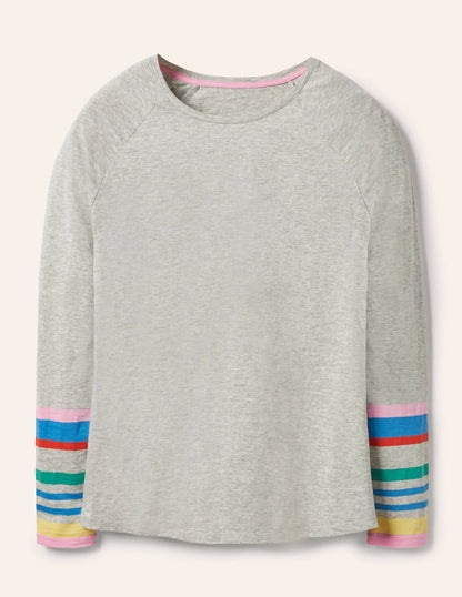 Lorna Baseball Top-Cherry Blossom, Grey Cuff