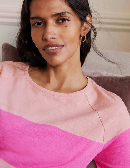 Lorna Baseball Top-Milkshake, Pink Stripe