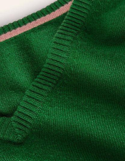 Cashmere V-neck Relax Jumper-Emerald Green