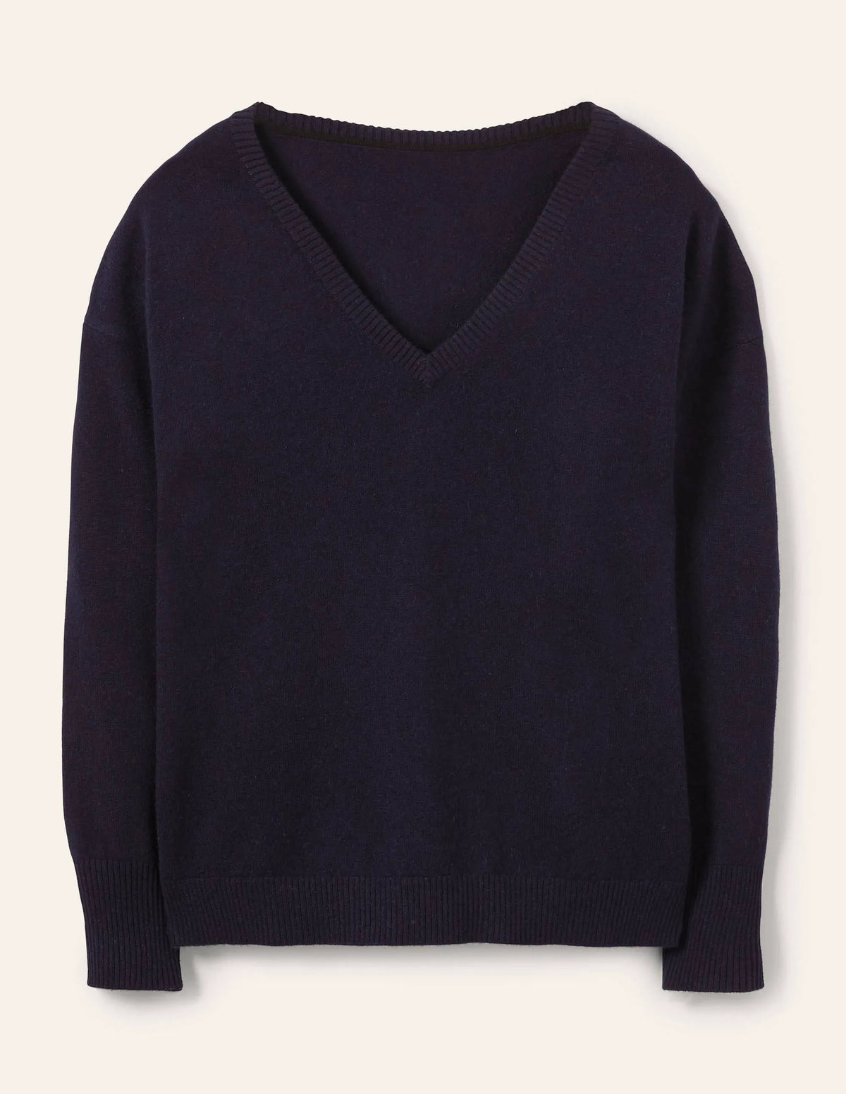 Cashmere V-neck Relax Jumper-Navy