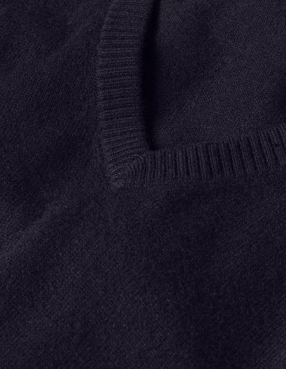 Cashmere V-neck Relax Jumper-Navy