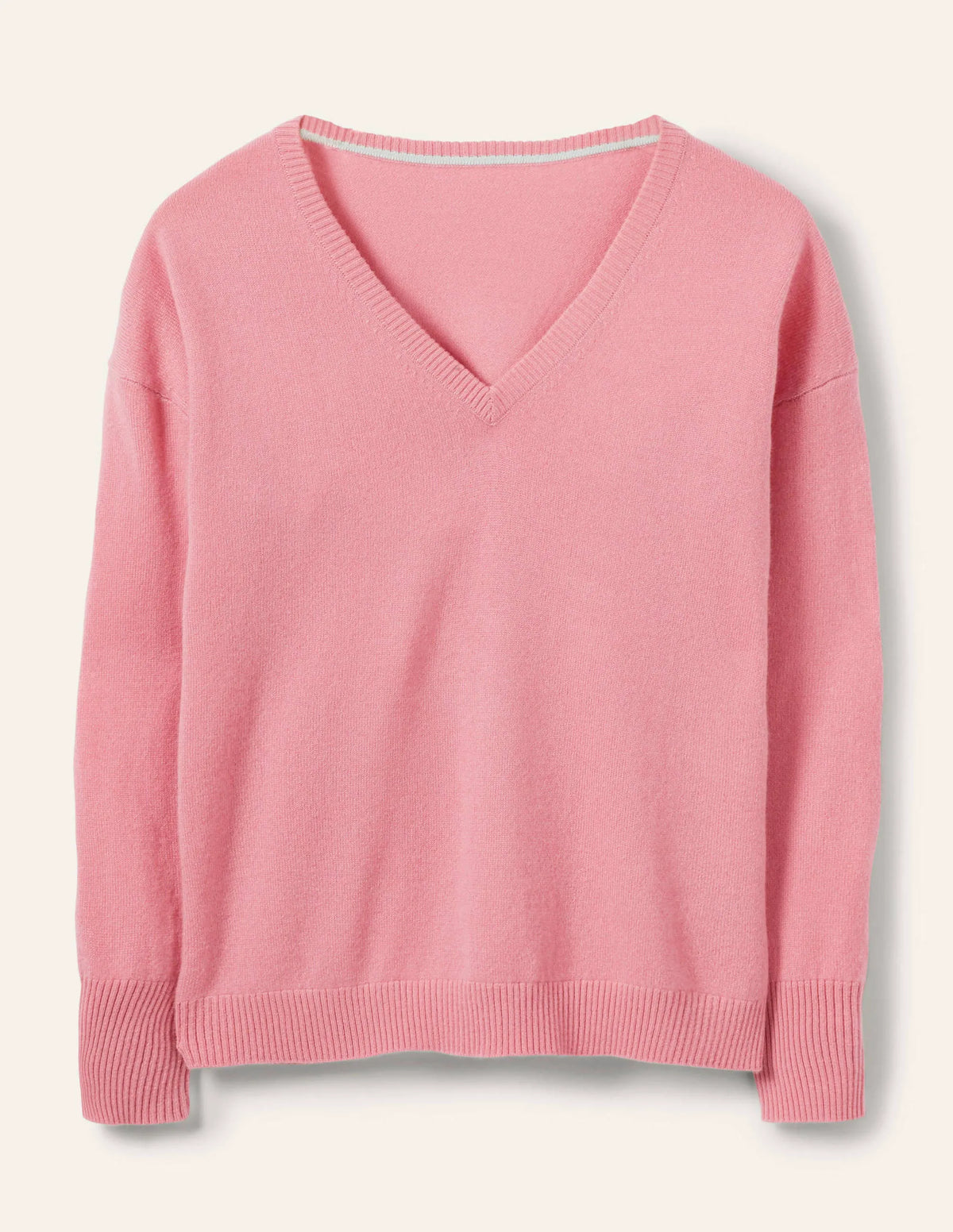 Cashmere V-neck Relax Jumper-Formica Pink