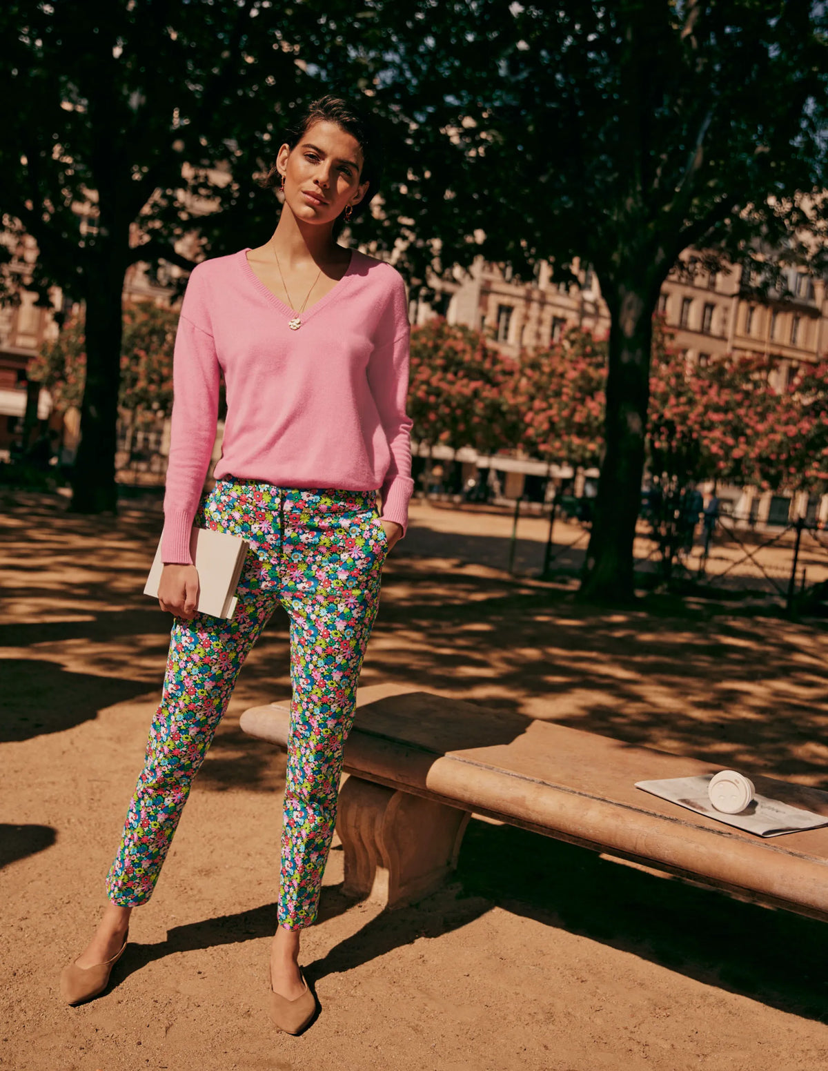 Cashmere V-neck Relax Jumper-Formica Pink