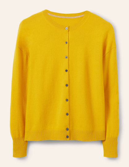Cashmere Cardigan-Citrine Yellow
