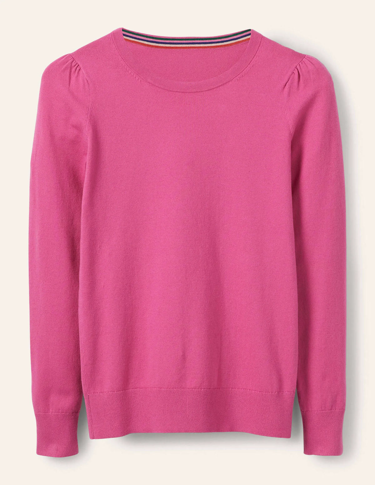 Cotton Crew Neck Sweater-Candy Pink