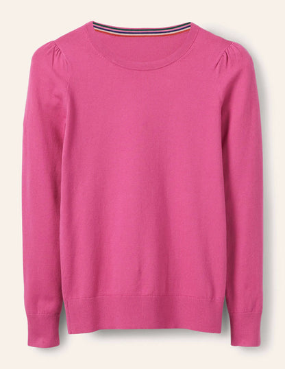 Cotton Crew Neck Sweater-Candy Pink