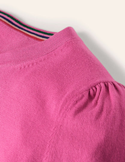 Cotton Crew Neck Sweater-Candy Pink