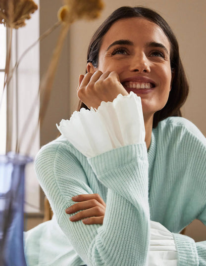 Catherine Woven Fluffy Sweater-Fresh Water