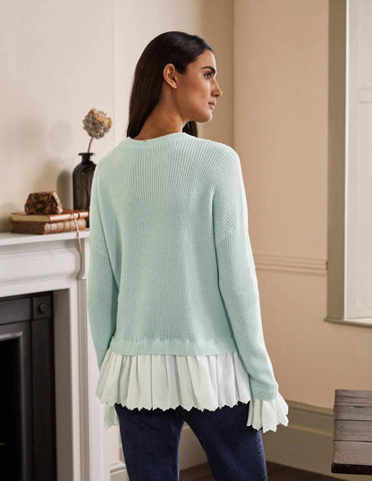 Catherine Woven Fluffy Sweater-Fresh Water