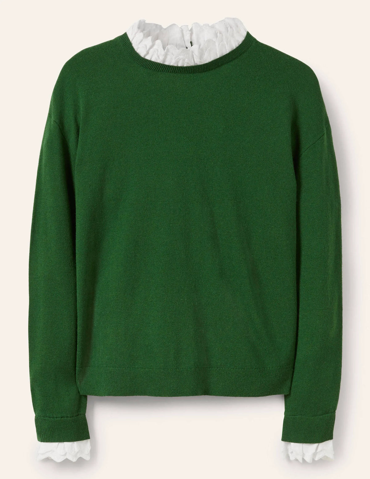 Lydia Woven Frill Sweater-Conifer
